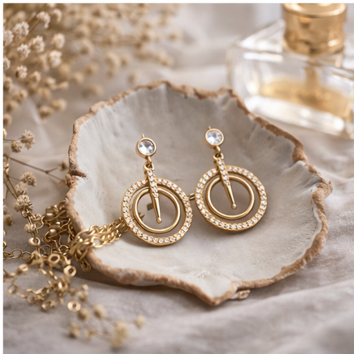 Crystal Circle Drop Earrings